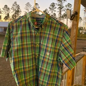 💫💫Chaps button down short sleeve green shirt✅